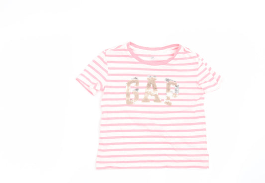 Gap Girls Pink Striped  Basic T-Shirt Size S