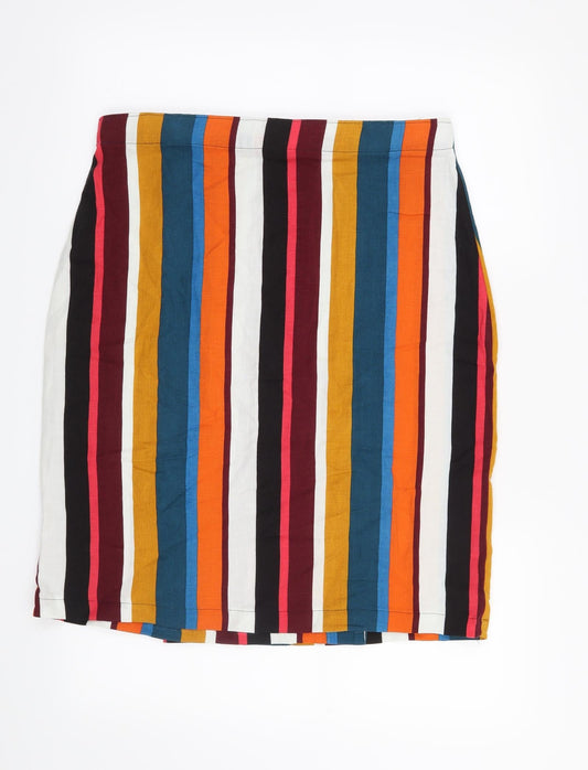 Preworn Womens Blue Striped  Straight & Pencil Skirt Size 34 in