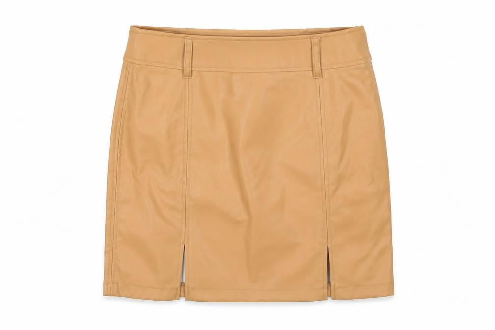 Front view of Threadbare women’s brown a-line skirt, size UK 10
