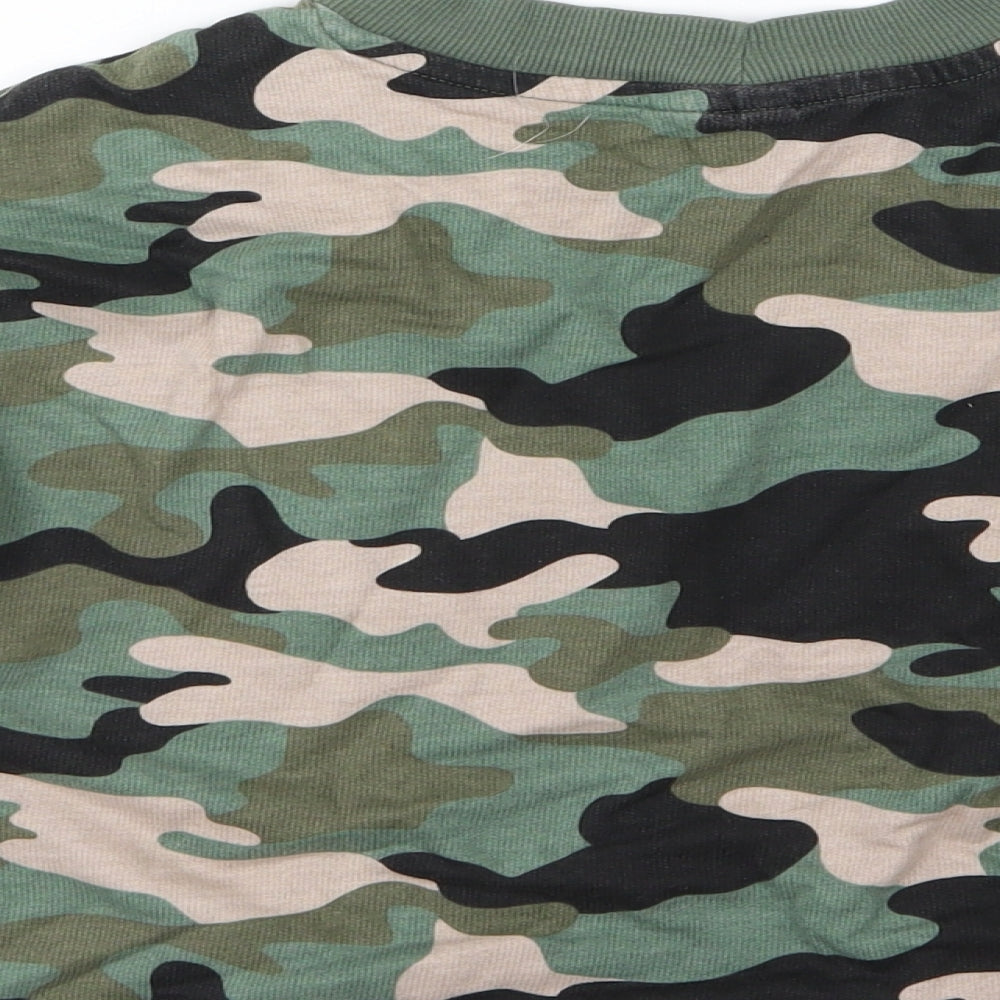 Divided by H&M Womens Green Camouflage Jersey Pullover Sweatshirt Size XS  - Cropped