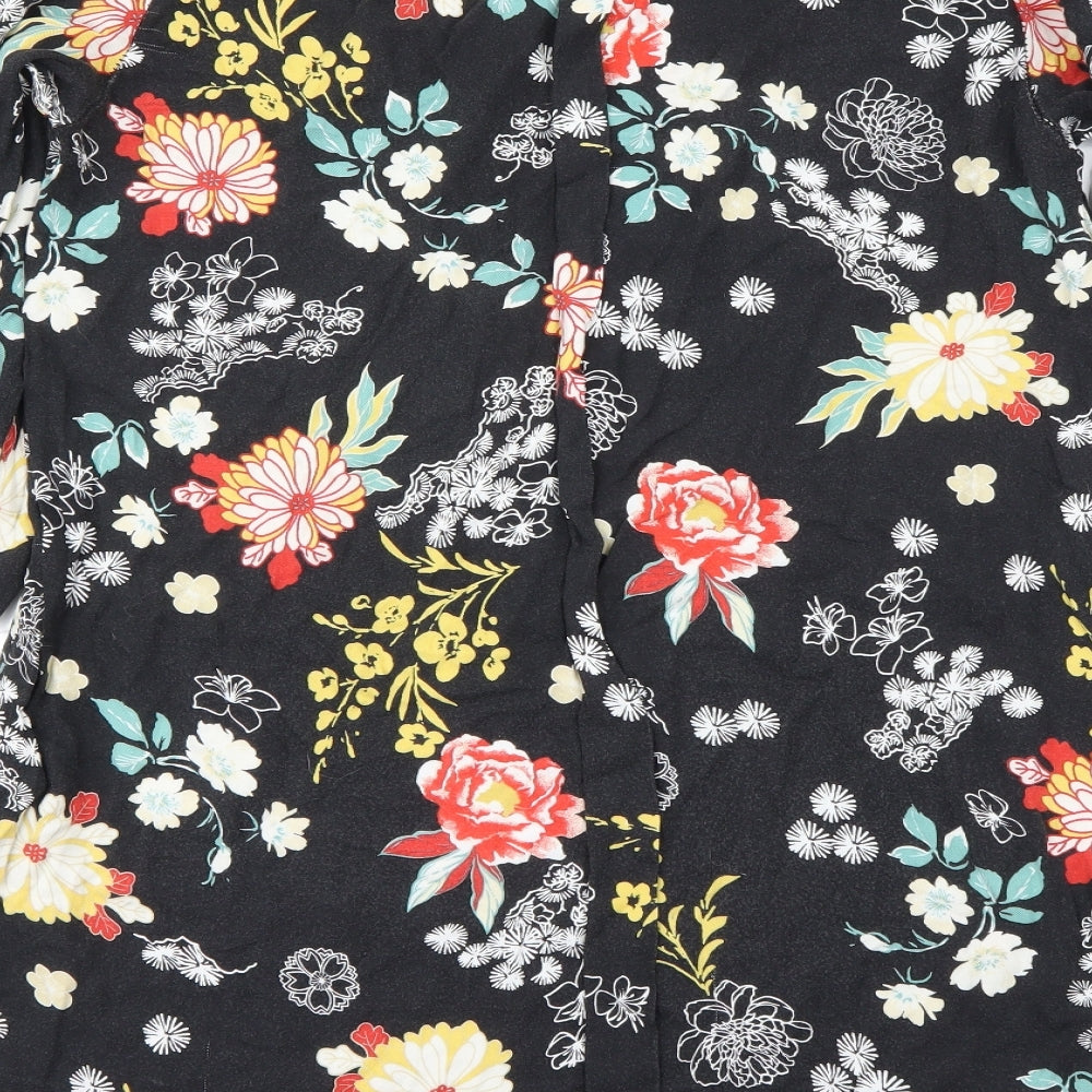 Piano C  Womens Black Floral  Basic Blouse Size L