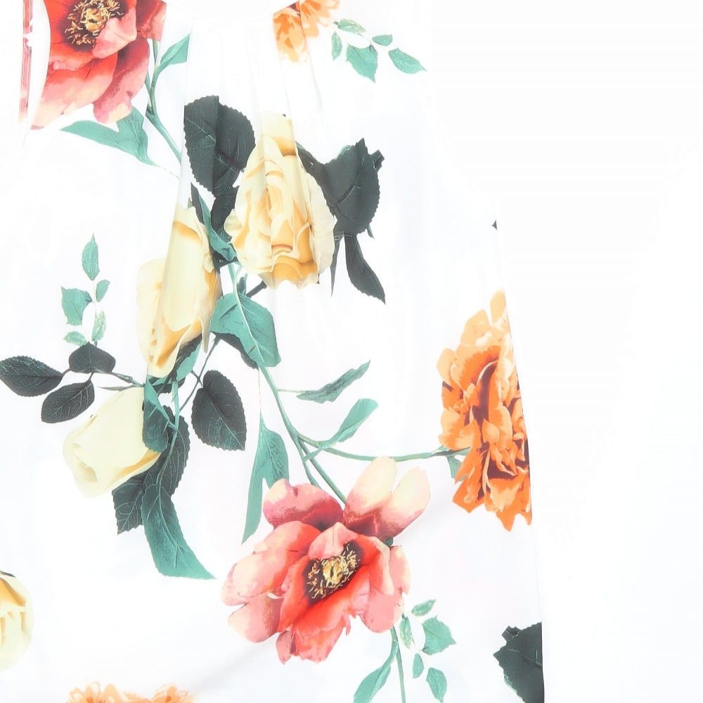 F&F Womens White Floral  Basic T-Shirt Size 6