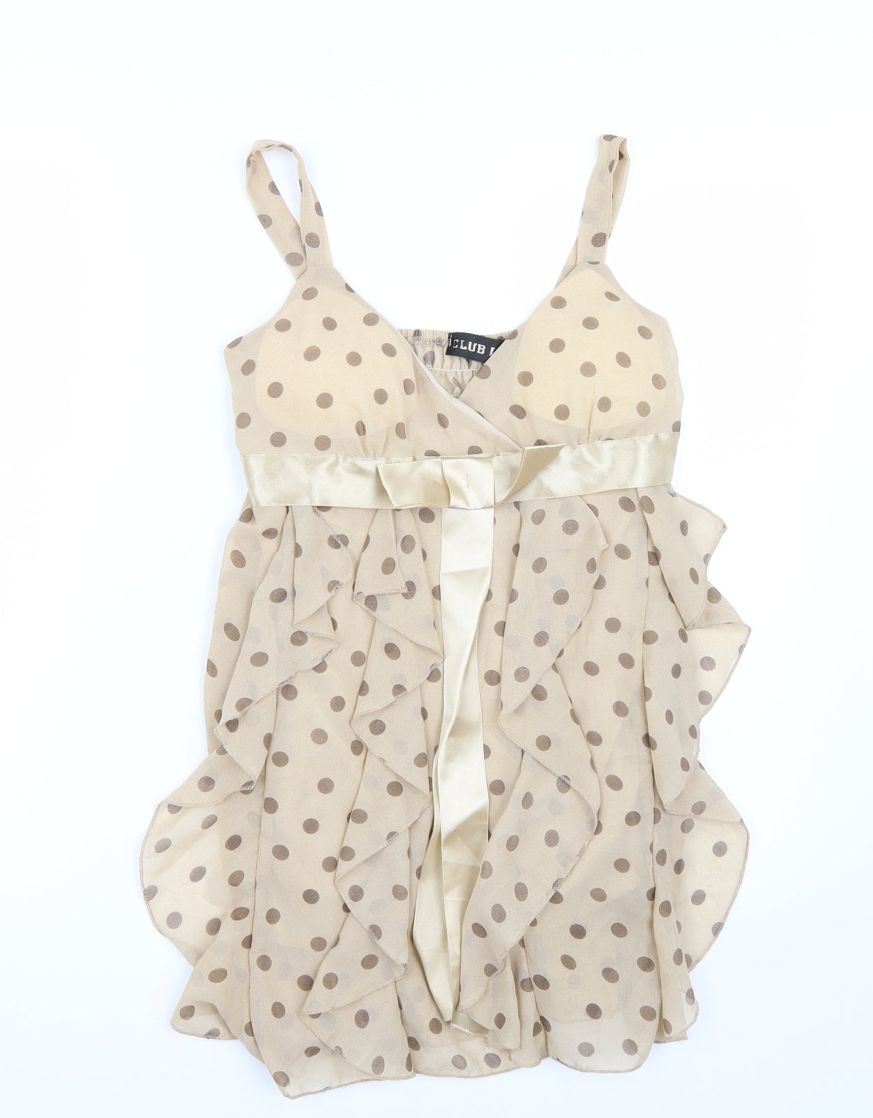 Club l  Womens Beige Polka Dot  A-Line  Size 10