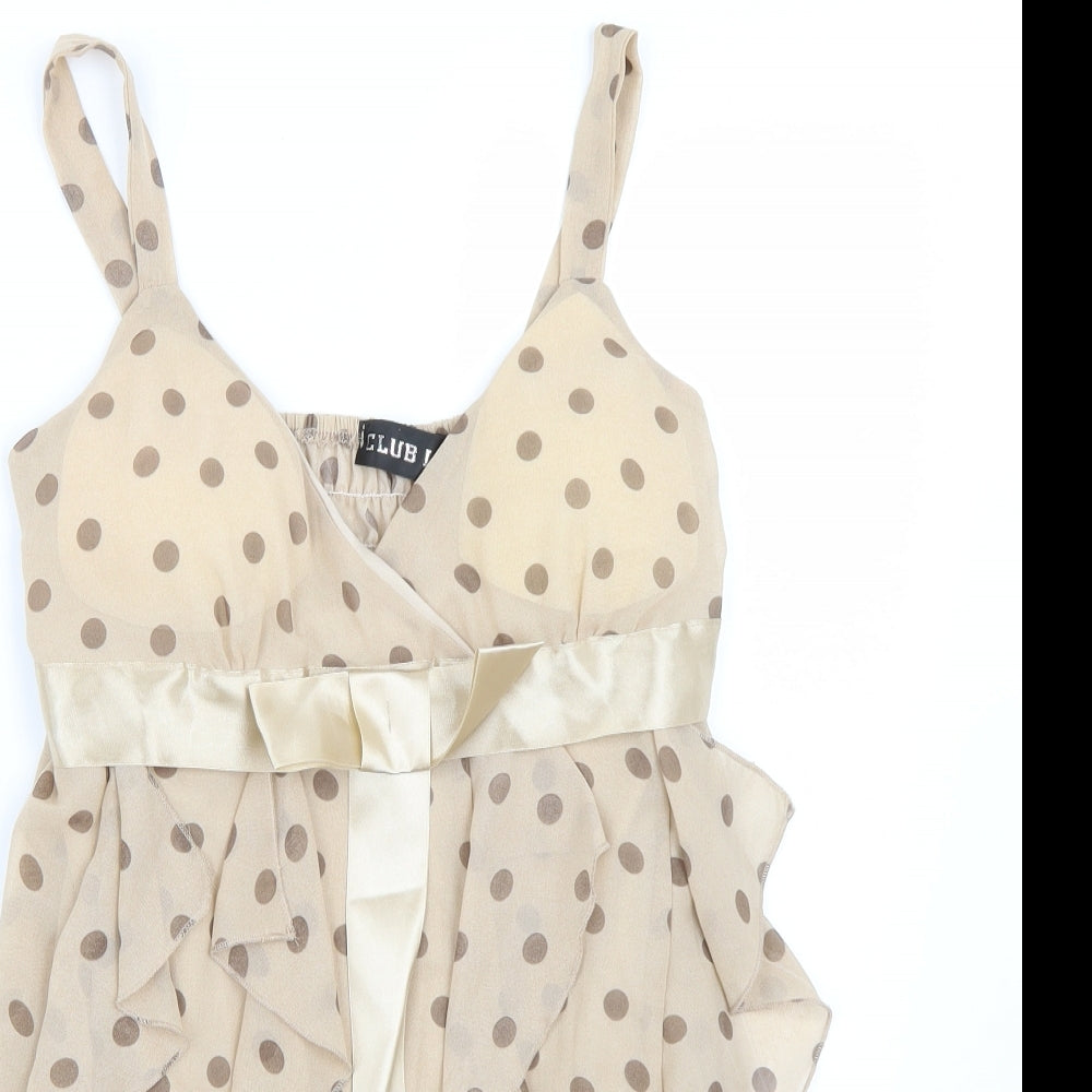 Club l  Womens Beige Polka Dot  A-Line  Size 10