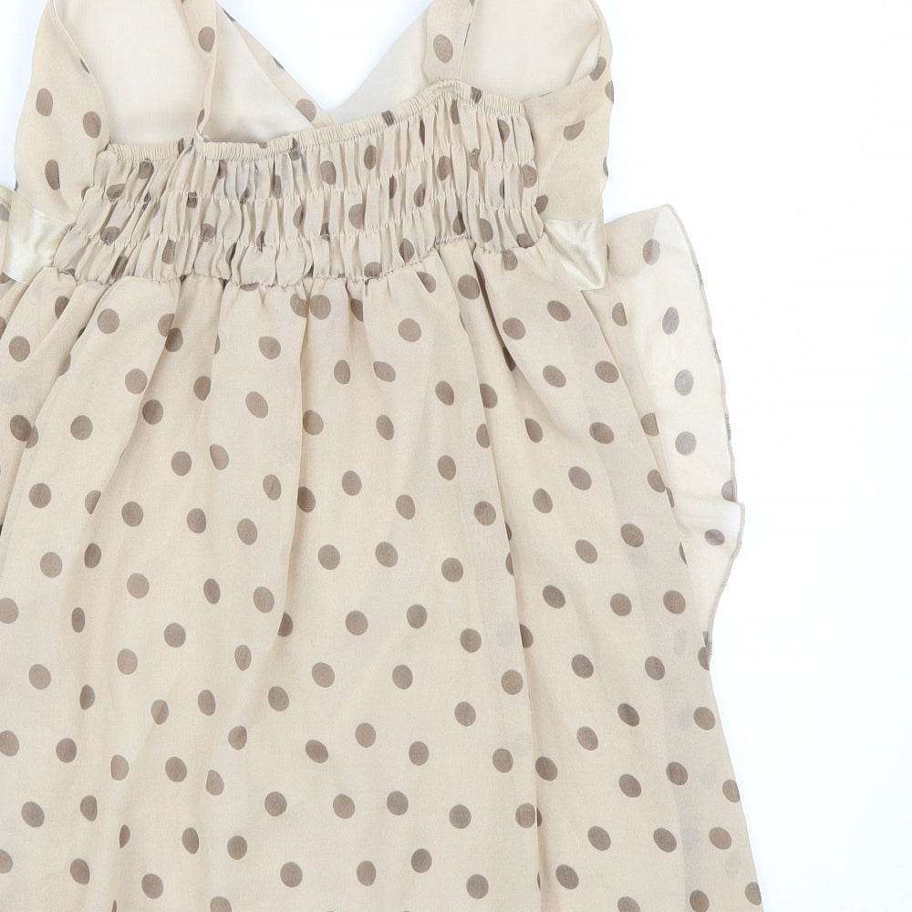 Club l  Womens Beige Polka Dot  A-Line  Size 10