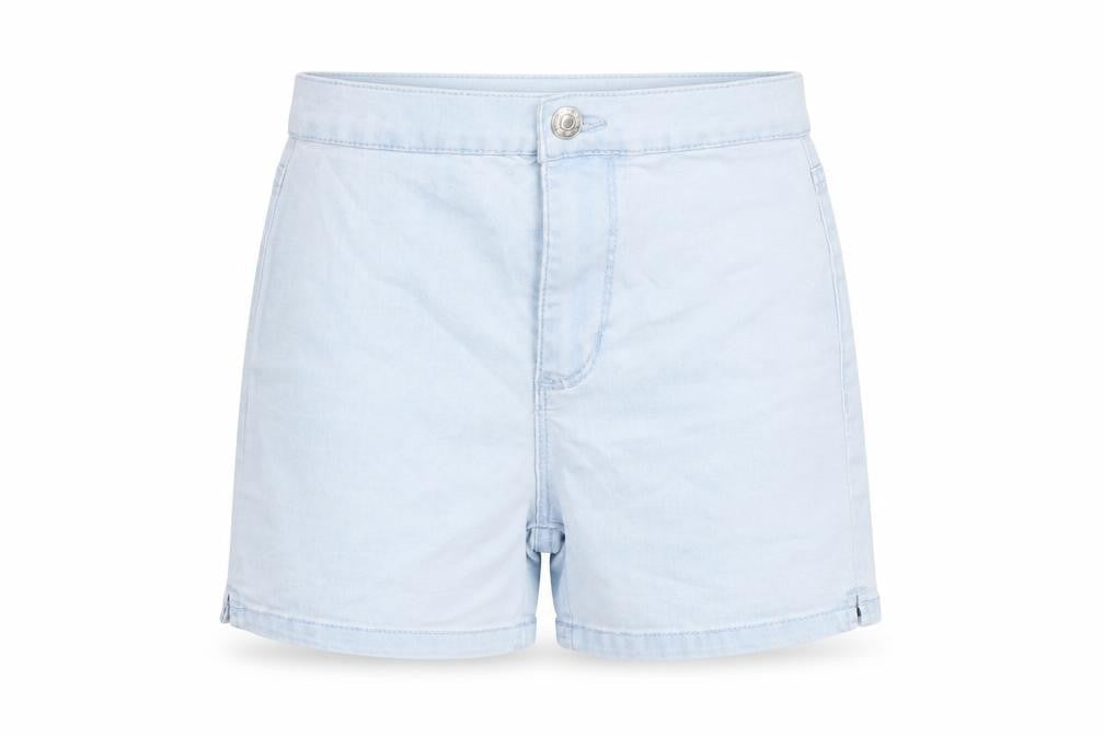 Front view of Denim & Co. women’s blue bermuda shorts, size UK 4