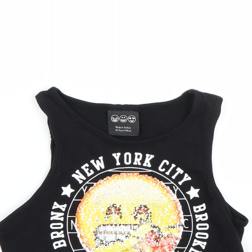 NYC Girls Black   Basic Tank Size 10-11 Years