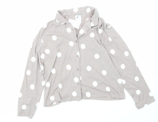 H&M Womens Beige Polka Dot  Basic Button-Up Size M