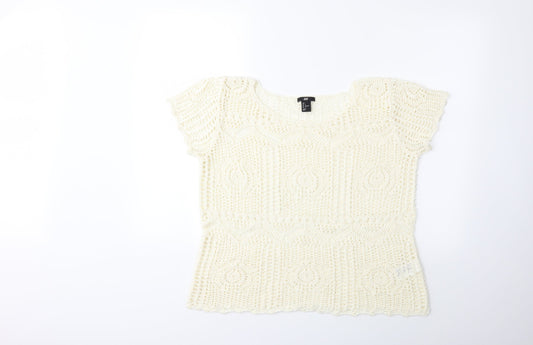 H&M Womens White   Pullover Jumper Size L