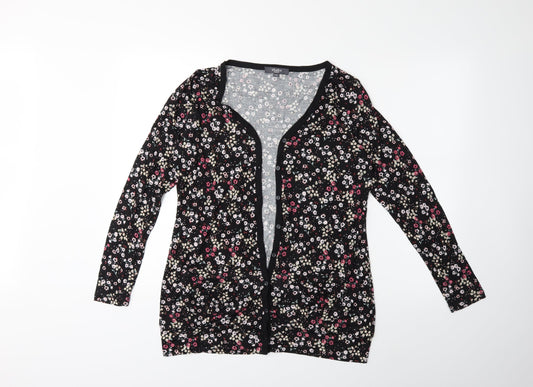 STUDIO BASICS Womens Black Floral  Cardigan Jumper Size 8