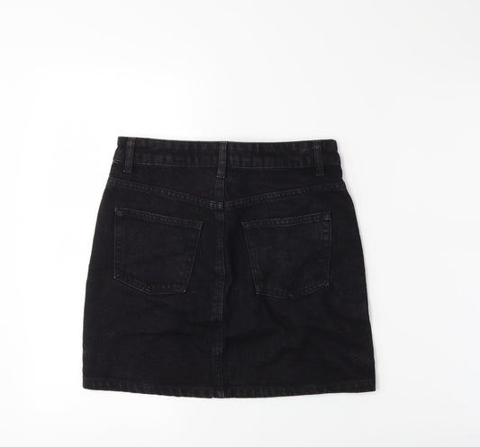 Topshop Womens Black  Denim Mini Skirt Size 8
