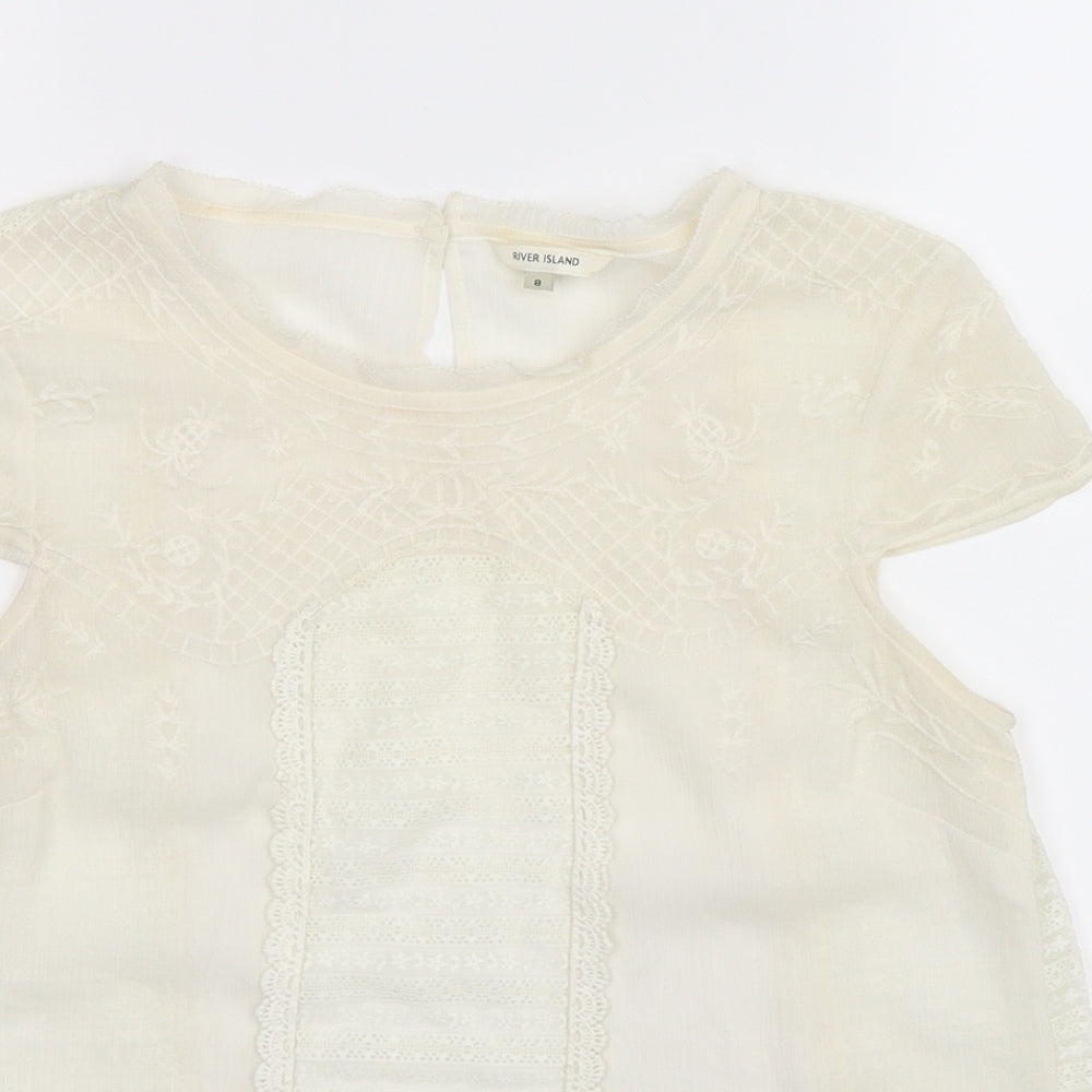 River Island Womens White   Camisole T-Shirt Size 8