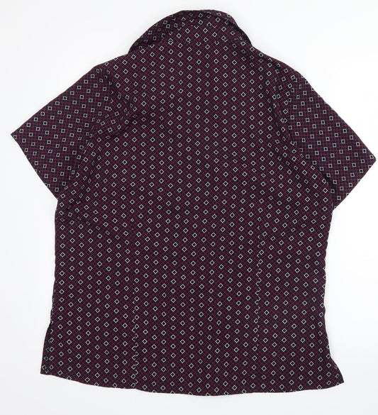Vortex Womens Purple Geometric  Basic Button-Up Size 14