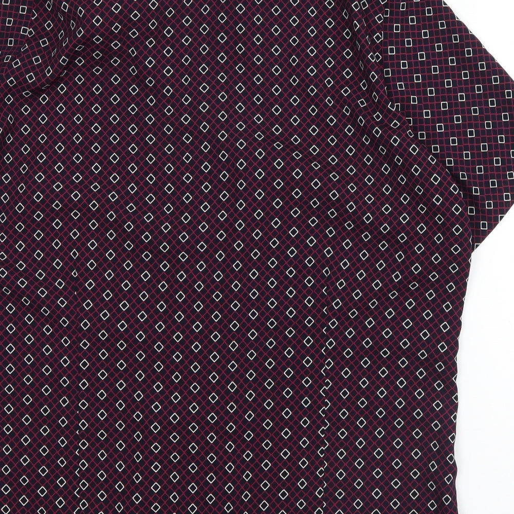 Vortex Womens Purple Geometric  Basic Button-Up Size 14
