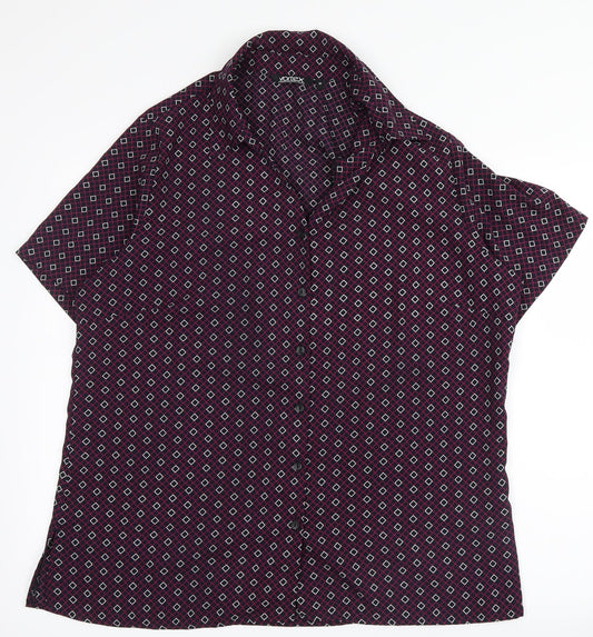 Vortex Womens Purple Geometric  Basic Button-Up Size 16