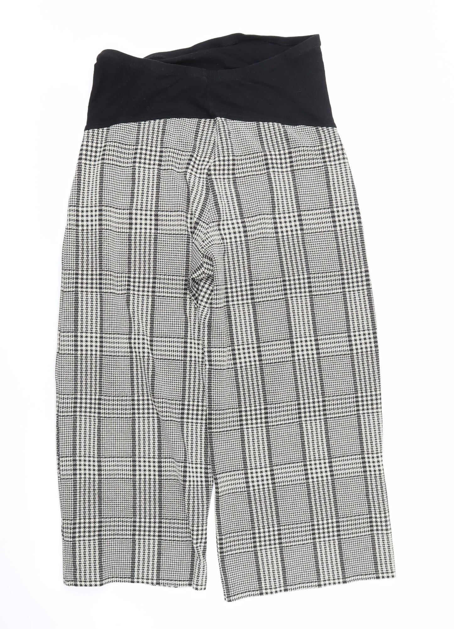 H&M Womens Beige Check  Cropped Trousers Size M L20 in
