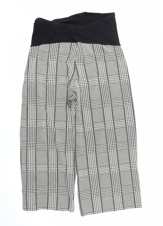 H&M Womens Beige Check  Cropped Trousers Size M L20 in