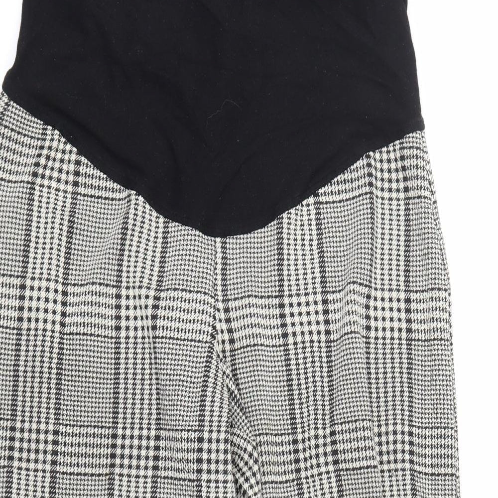 H&M Womens Beige Check  Cropped Trousers Size M L20 in