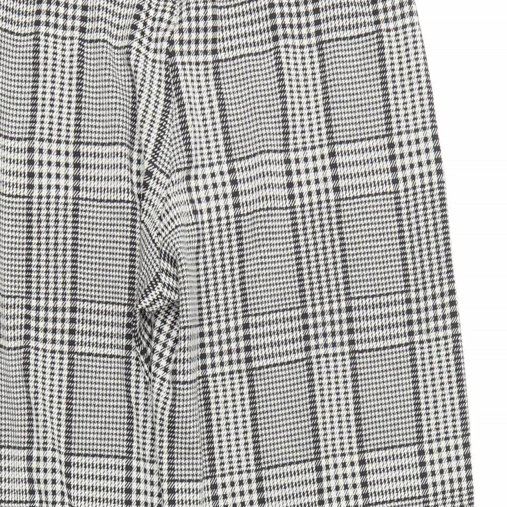 H&M Womens Beige Check  Cropped Trousers Size M L20 in