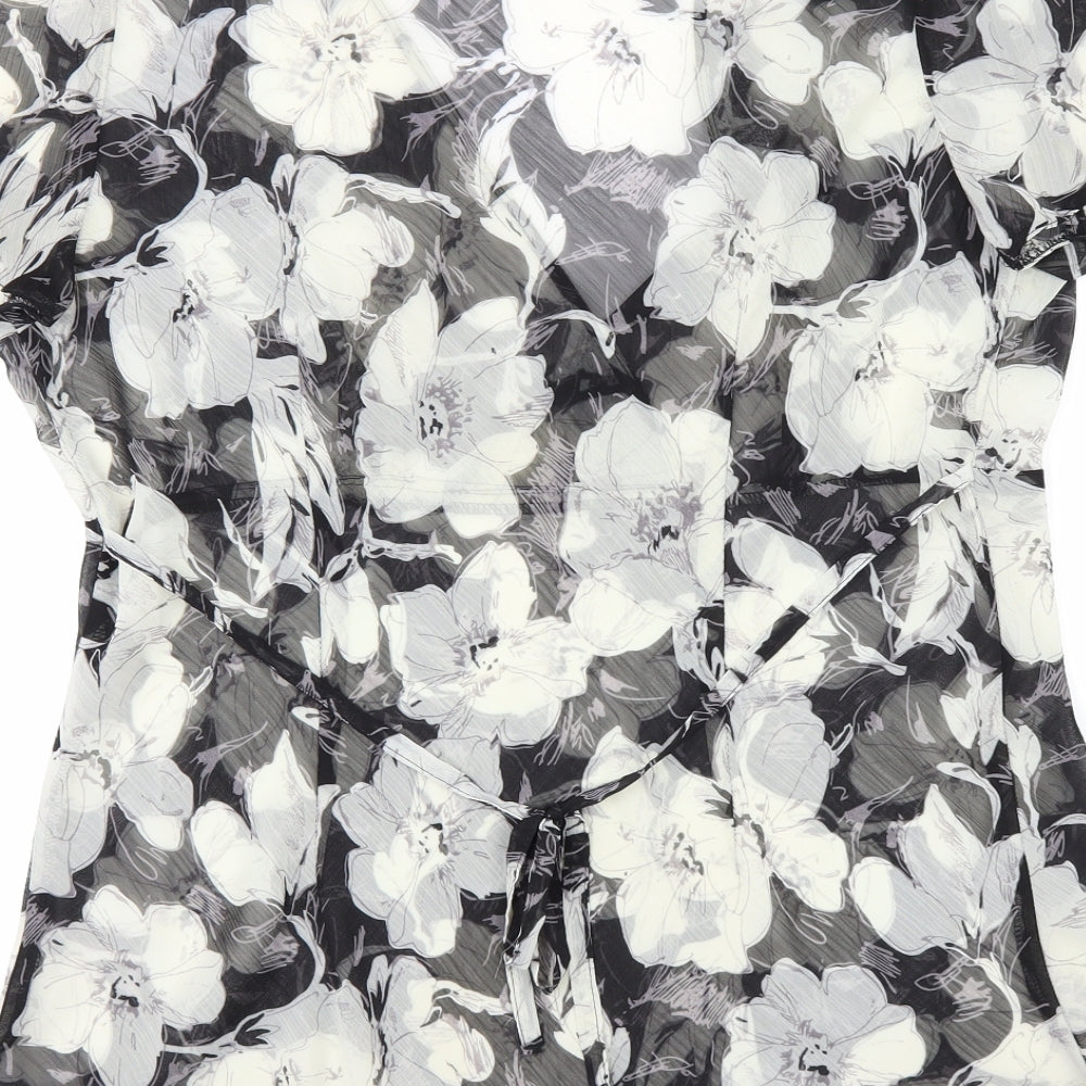 Reflections Womens Black Floral  Basic Blouse Size XL