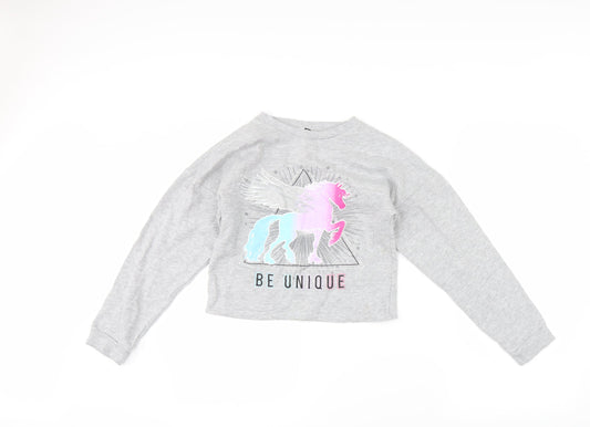 pep & Co Girls Grey   Pullover Sweatshirt Size 10-11 Years  - Unicorn