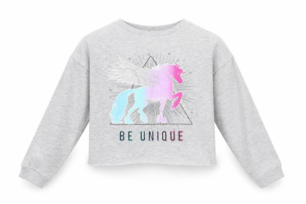 Pep&Co Girls Grey   Pullover Sweatshirt Size 10-11 Years  - Unicorn