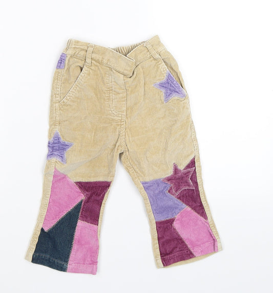4kids Girls Beige Flecked Corduroy Capri Trousers Size 6-9 Months  - patchwork cords