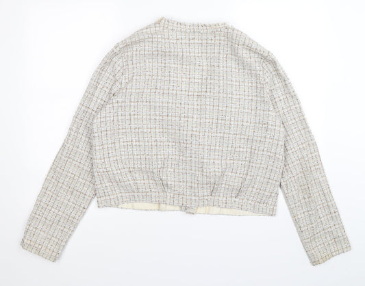 nissa Womens Beige Check Knit Jacket Blazer Size 16
