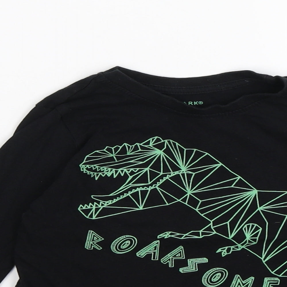 Primark Boys Black   Basic T-Shirt Size 2-3 Years  - dinosaur
