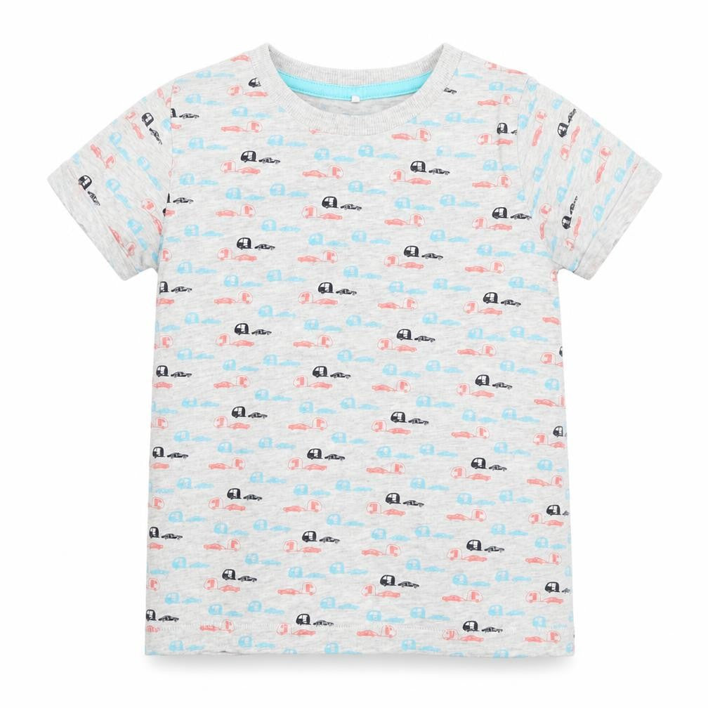 NAME IT Boys Grey   Basic T-Shirt Size 4 Years  - motor homes cars