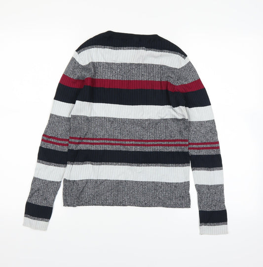 H&M Womens Grey Striped  Pullover Jumper Size M