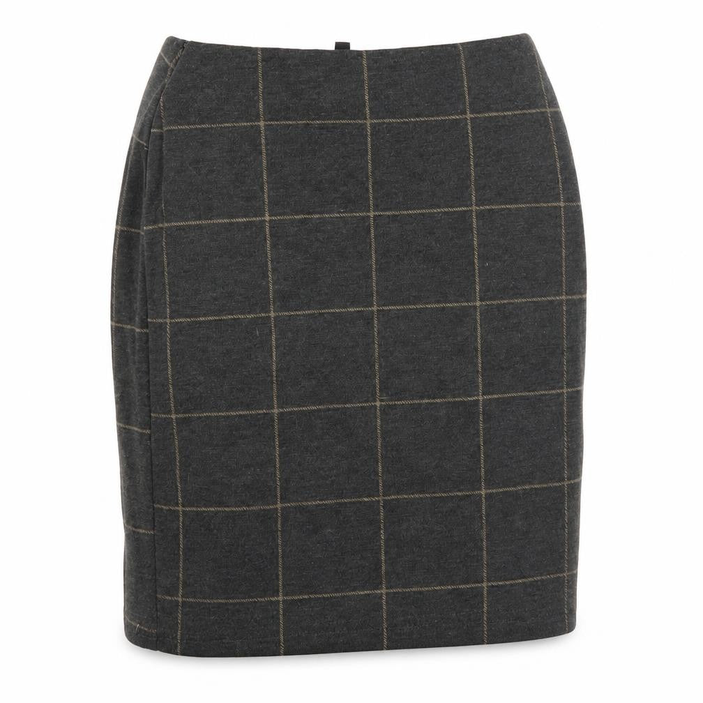 Front view of New Look women’s grey a-line skirt, size UK 8