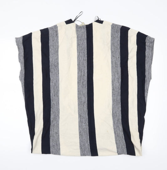 Papaya Womens Grey Striped  Cardigan Jumper Size M