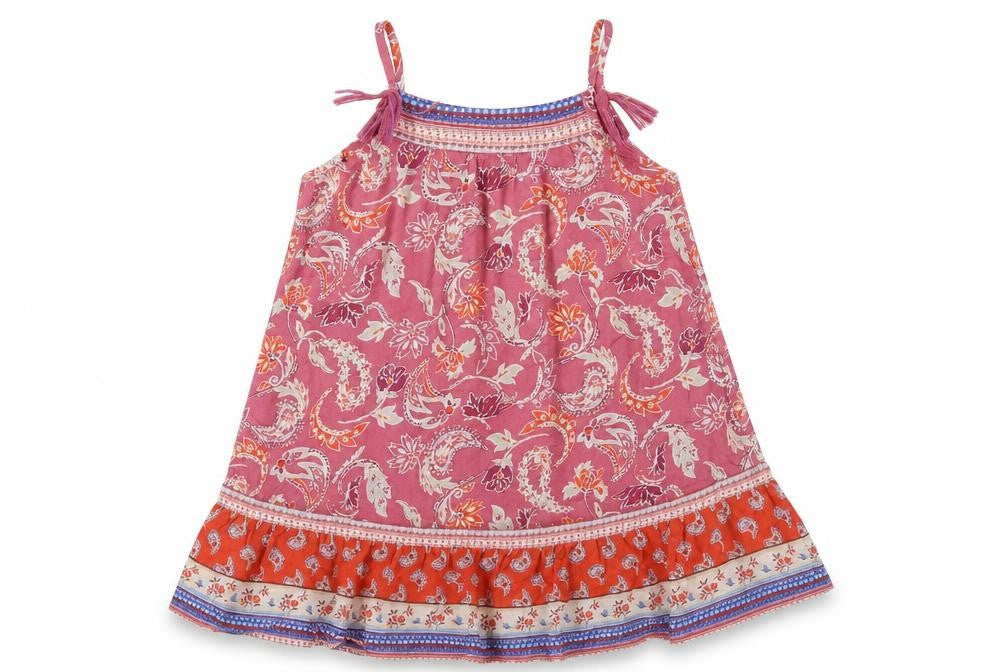 Front view of Next girls’ purple paisley t-shirt dress, size 18-24, months