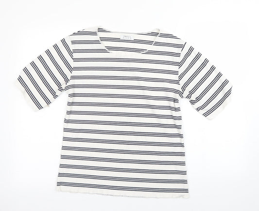 Swell Womens White Striped  Basic T-Shirt Size 12
