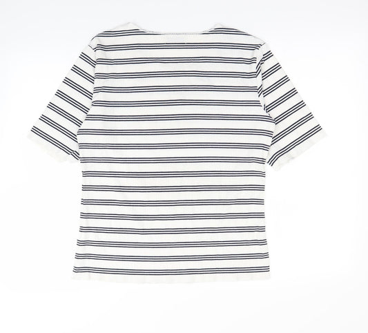 Swell Womens White Striped  Basic T-Shirt Size 12