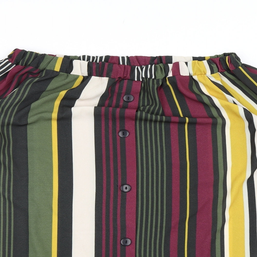 Quiz Womens Multicoloured Striped Chiffon Shirt Dress  Size 12