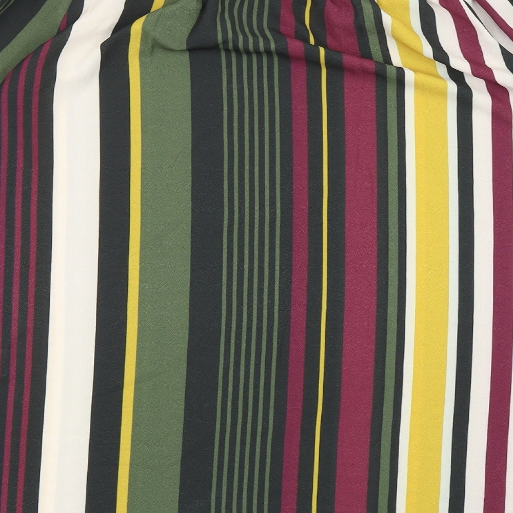 Quiz Womens Multicoloured Striped Chiffon Shirt Dress  Size 12