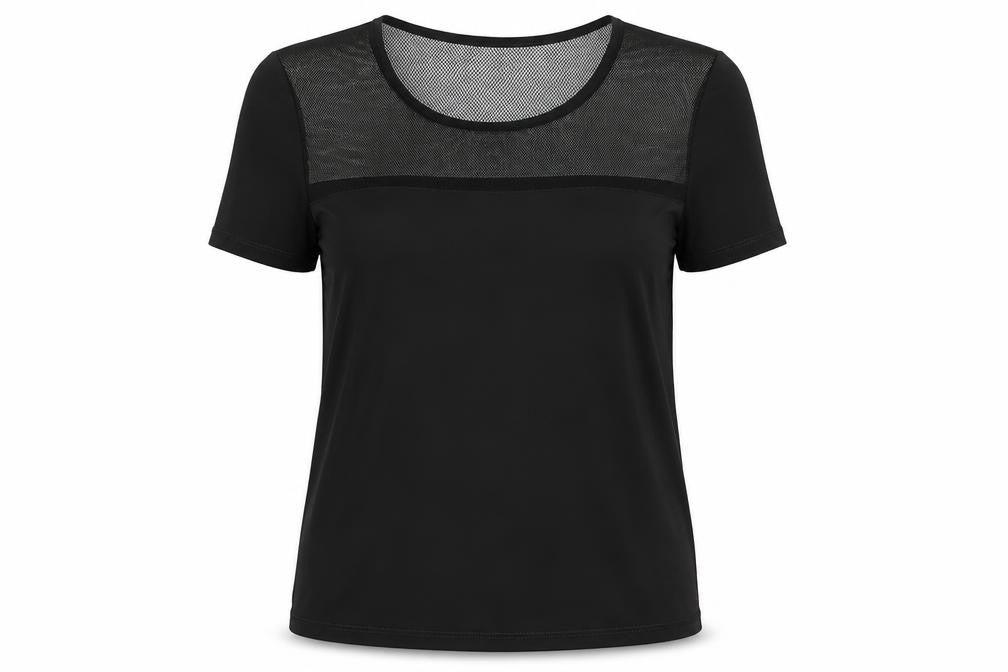 Front view of New Look women’s black basic t-shirt, size S