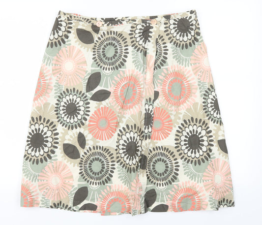 Preworn Womens Beige Floral  A-Line Skirt Size 32 in