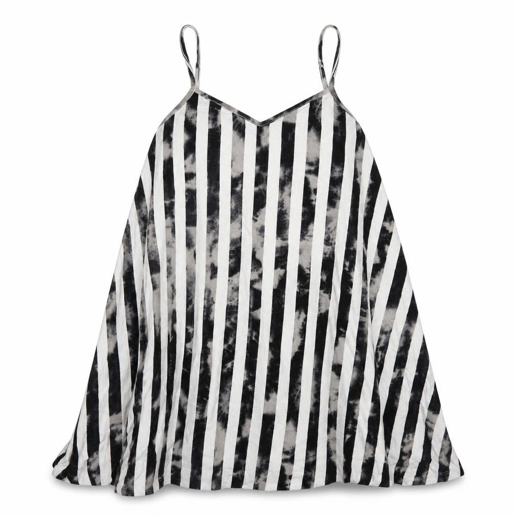 Front view of ASOS women’s grey striped basic tank, size UK 10