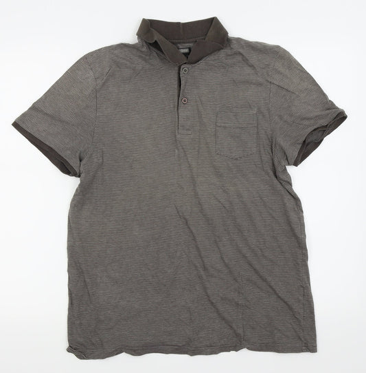 Burton Mens Brown Pinstripe   Polo Size L