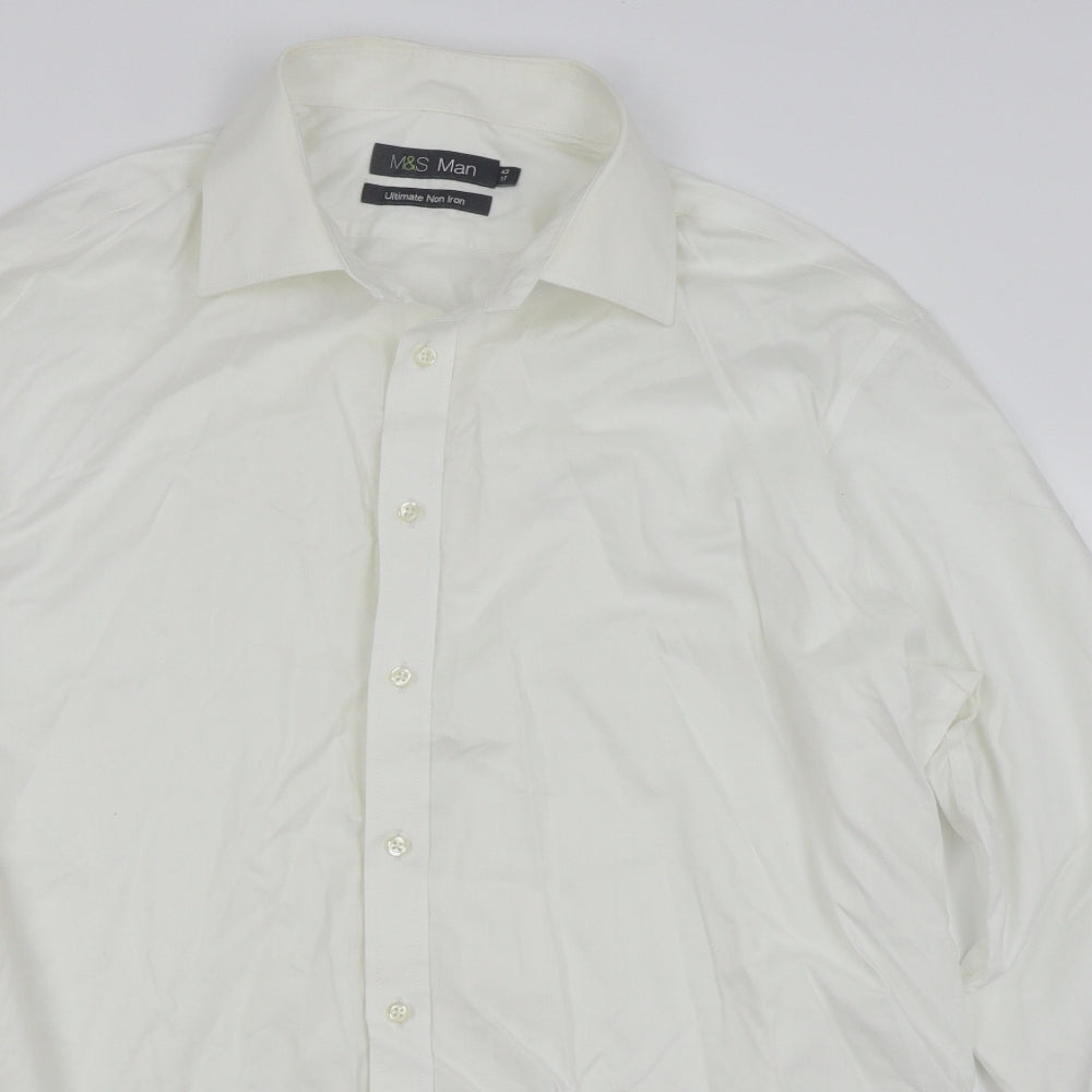 M&S Mens White    Dress Shirt Size 43