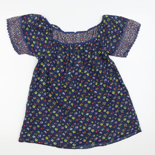 Topshop Womens Blue Floral  Basic T-Shirt Size 8