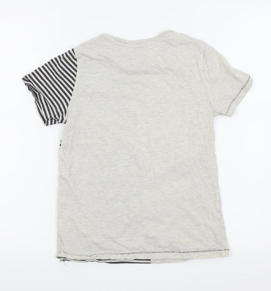 F&F Boys Grey Striped  Basic T-Shirt Size 9-10 Years