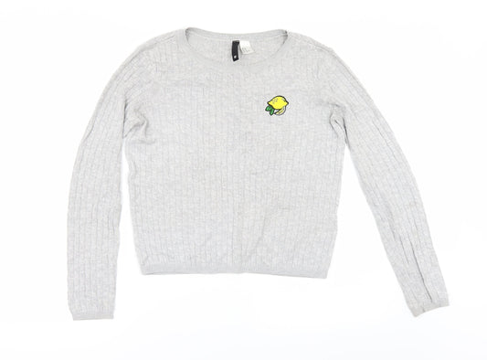 H&M Womens Grey   Pullover Jumper Size M