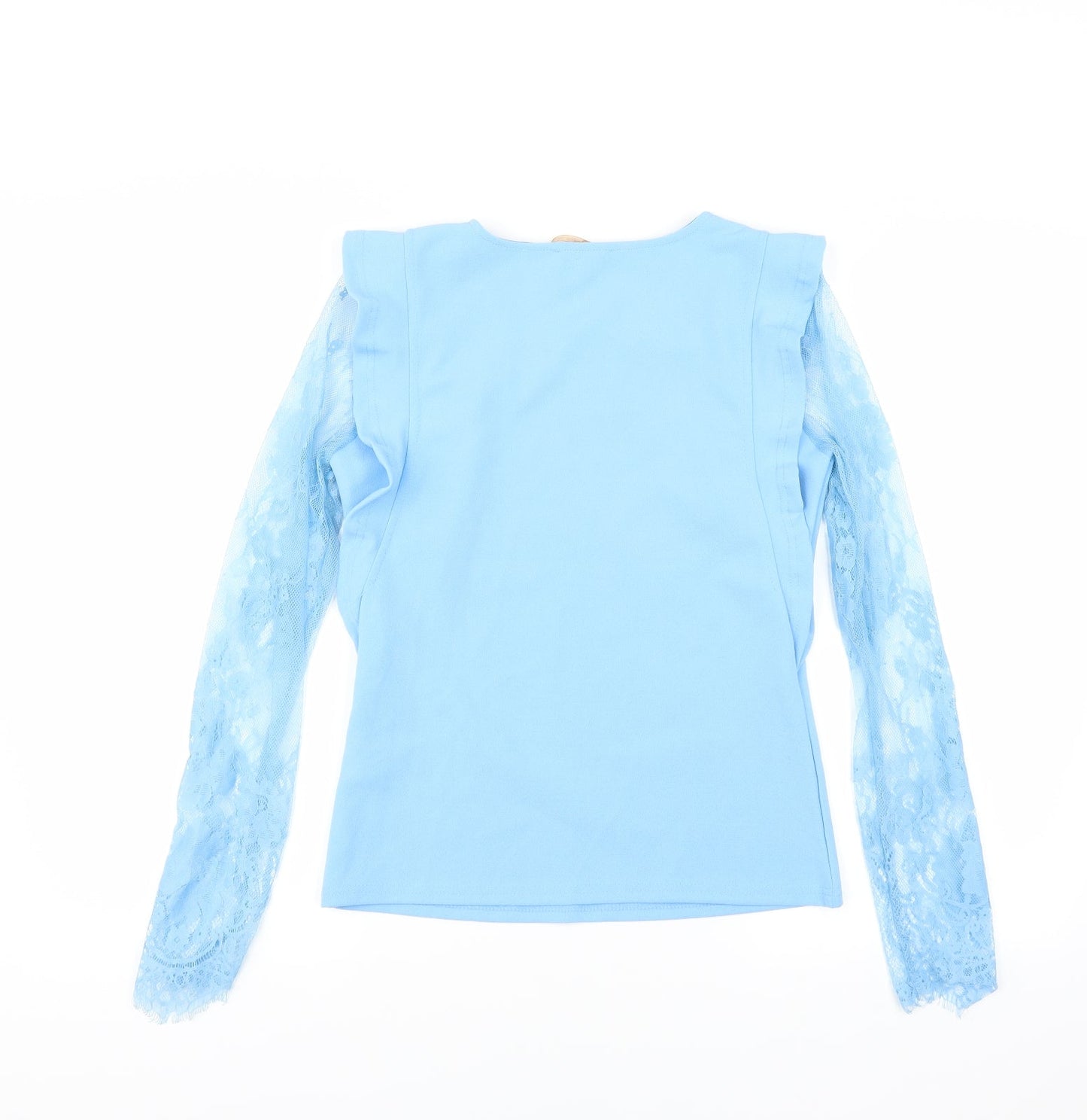 In Vogue Womens Blue   Basic Blouse Size S  - lace sleeves