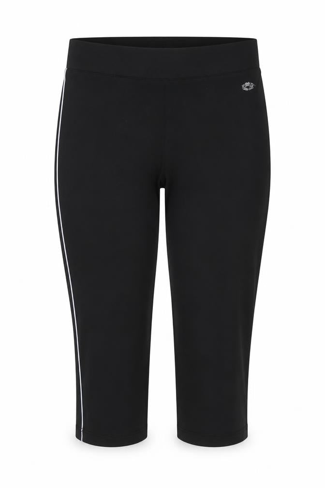 Front view of Olympus women’s black cropped leggings, size UK 10, 20-inch leg