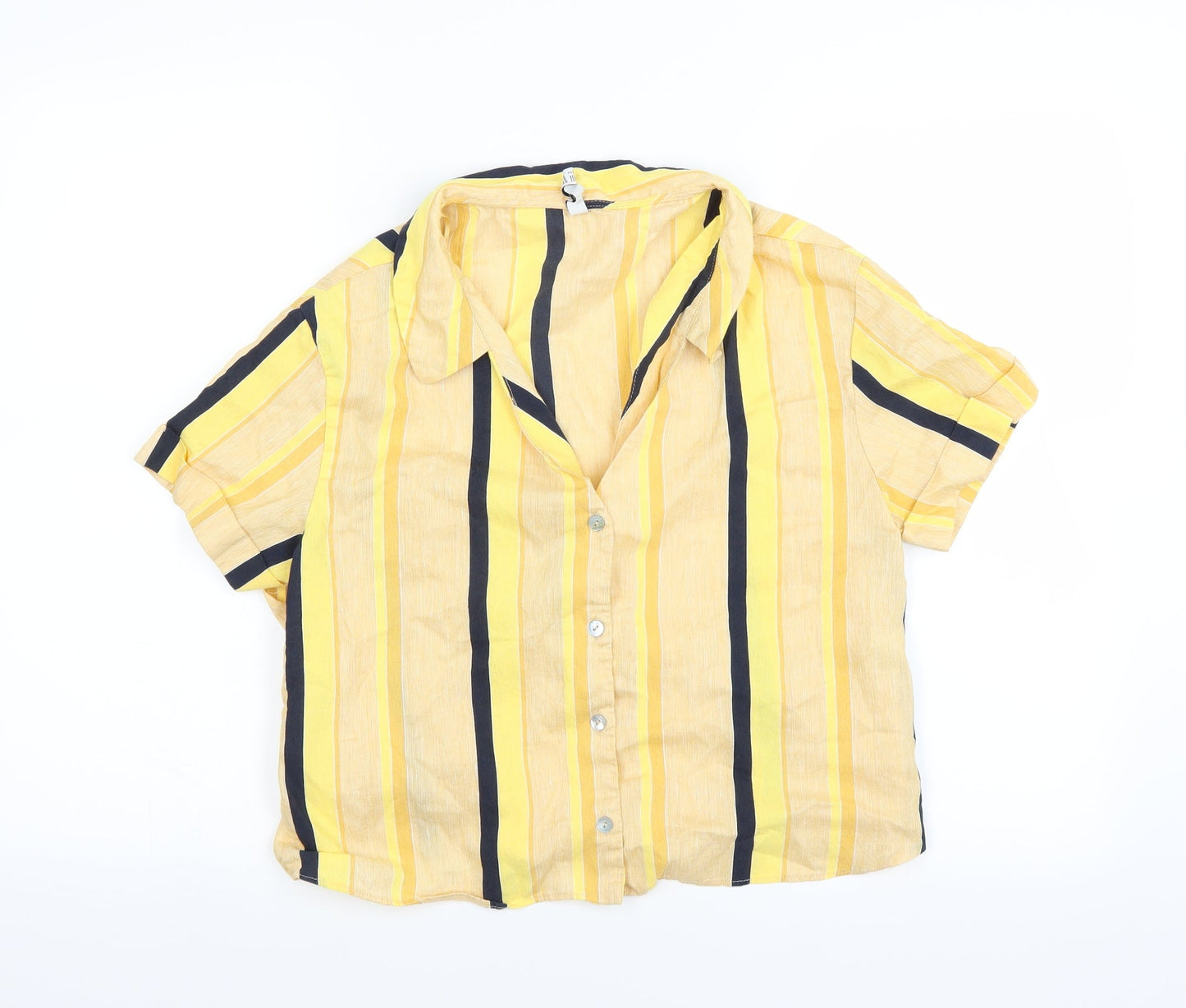 TRF Collection Womens Yellow Striped  Basic Blouse Size S