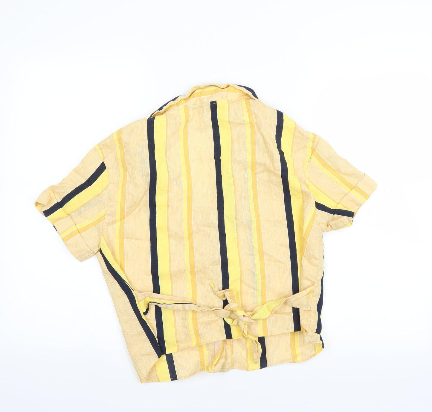 TRF Collection Womens Yellow Striped  Basic Blouse Size S